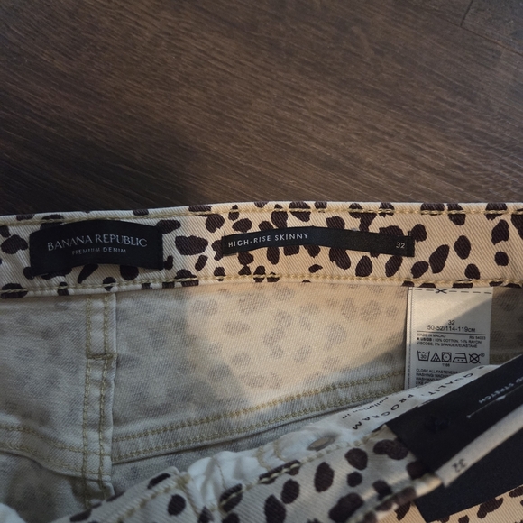 Banana Republic Black and Cream Leopard Print Skinny Pants High Rise NWT - Picture 5 of 8